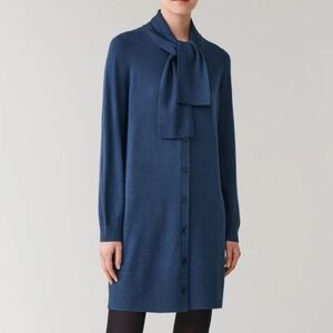 COS Cardigan Wool Button Front Sweater Dress With Tie NWOT